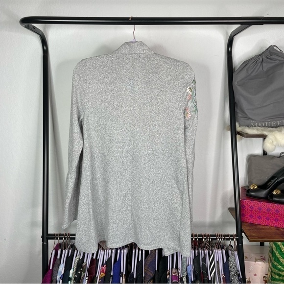 INC International Concepts Gray Embroidered Pink Floral Bell Sleeve Open Duster - Picture 5 of 5